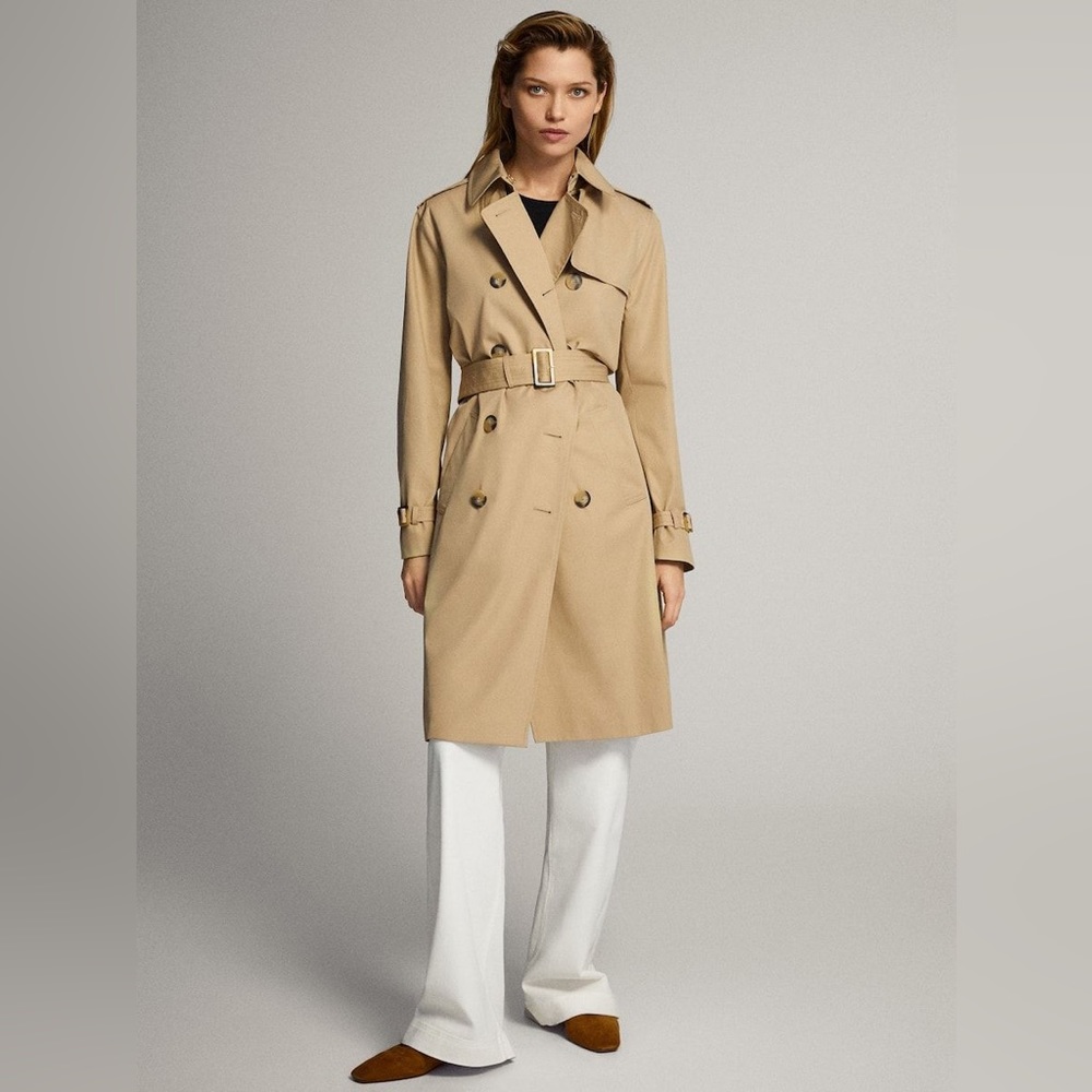 Massimo Dutti Classic Trench Coat with Houndstooth Lining